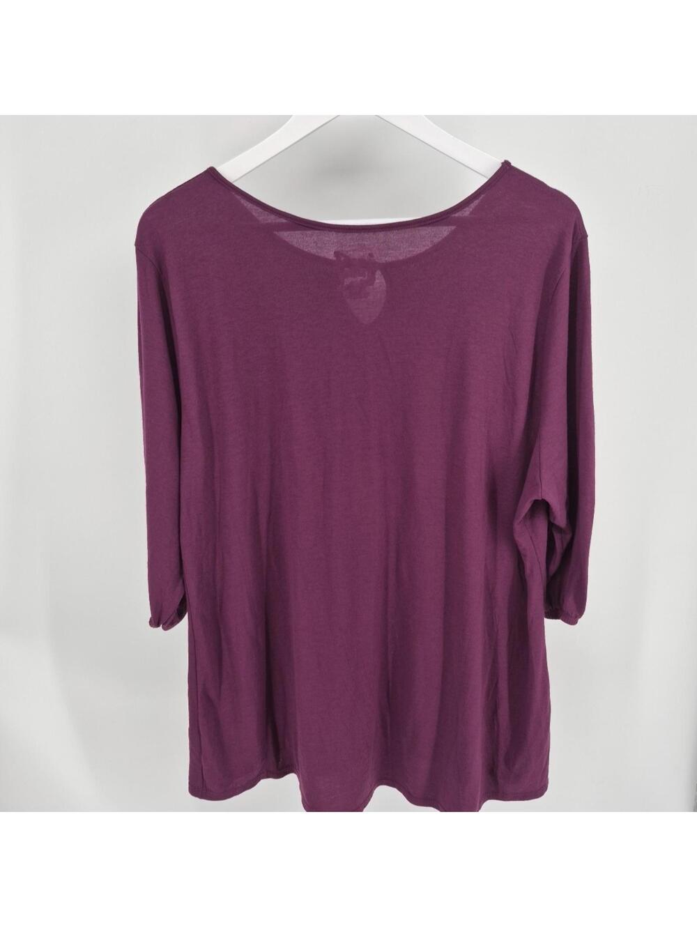 JMS Just My Size Women Top 2X Purple Shirt Floral Balloon 3/4 Sleeve Tee - Picture 8 of 14
